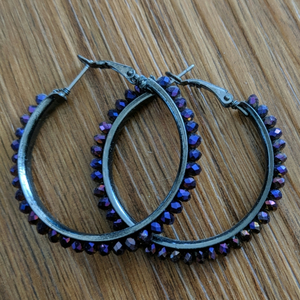 Purple Hoop Earrings